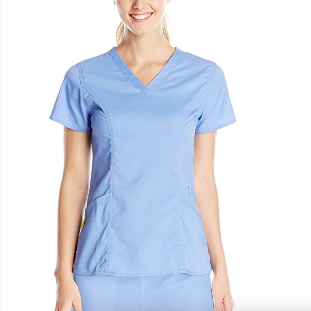 SET-  Small, Light blue Vivi Med Couture Scrub top/MedRx Scrub pants